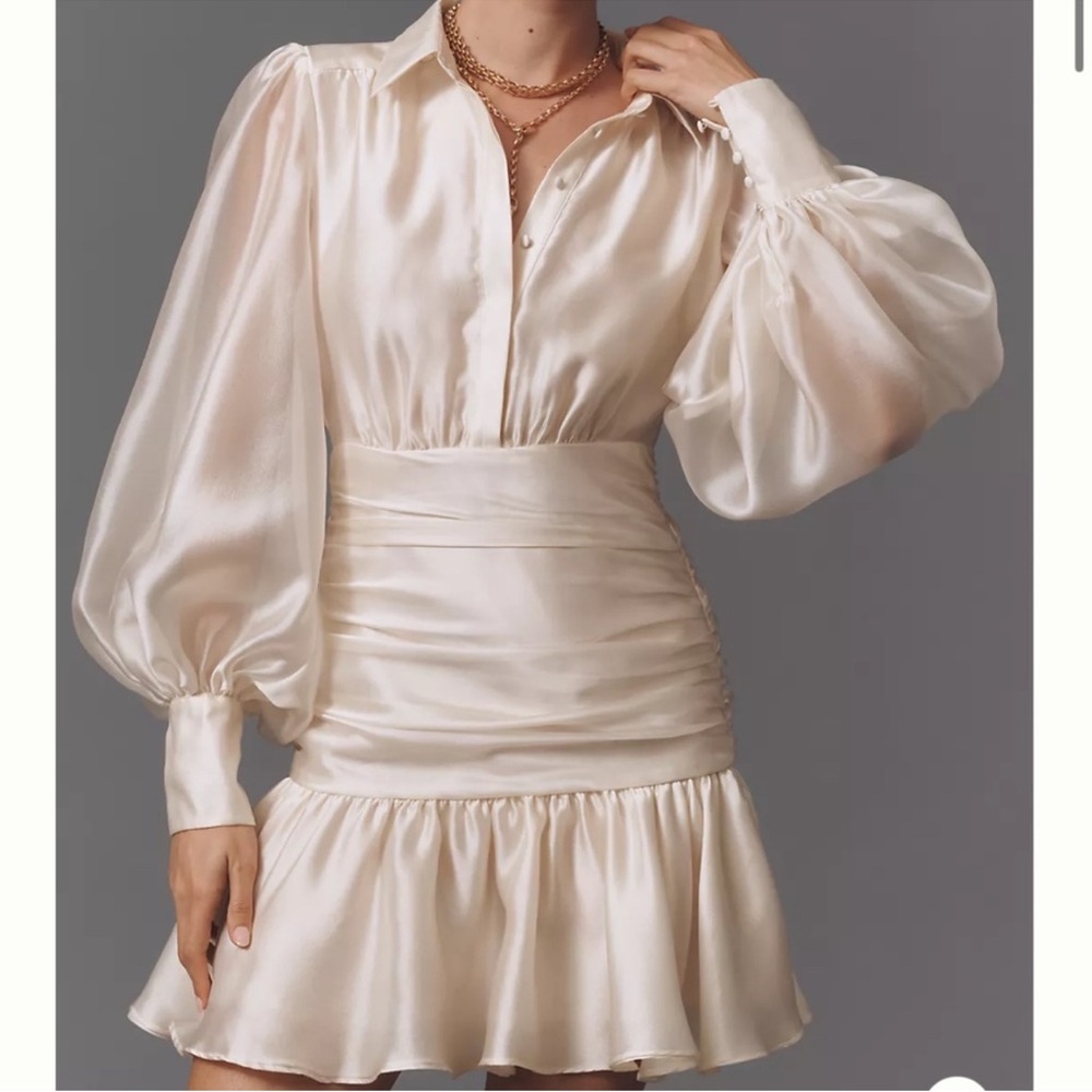 Bardot Milani Drop-Waist Organza Mini Shirt Dress size 10